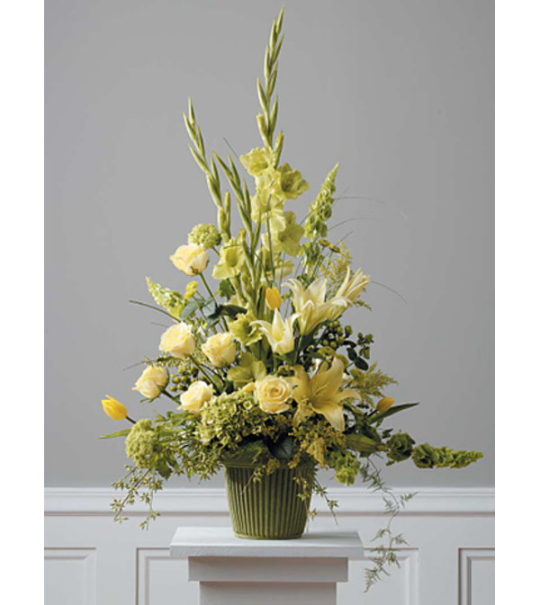 Traditional Yellow & Sage Arrangement