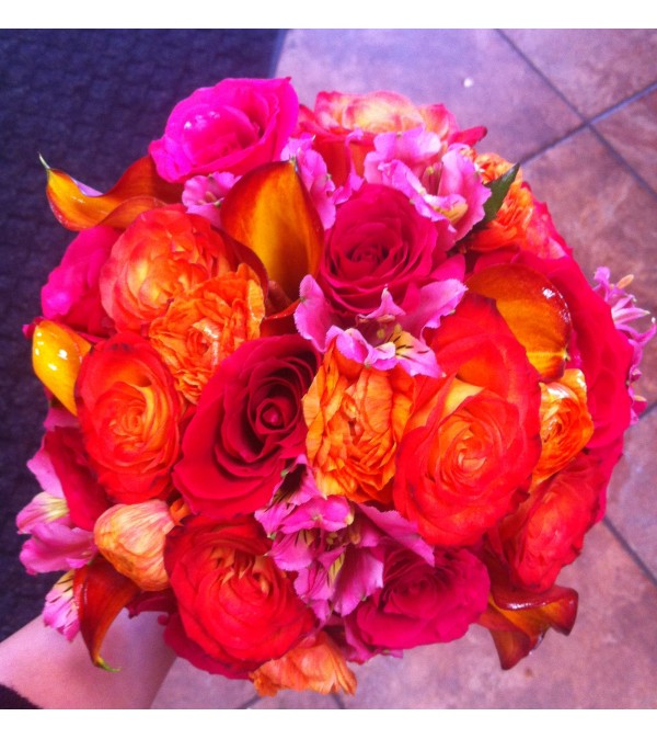 Bright Orange Rose Bouquet