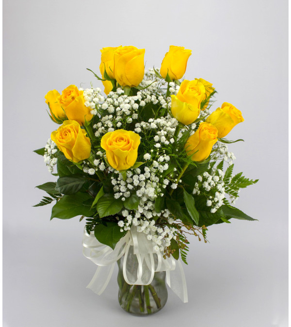 Classic (Medium) Yellow Rose Arrangement
