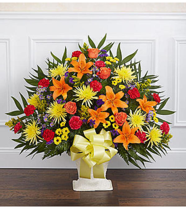 Heartfelt Tribute Bright Floor Basket