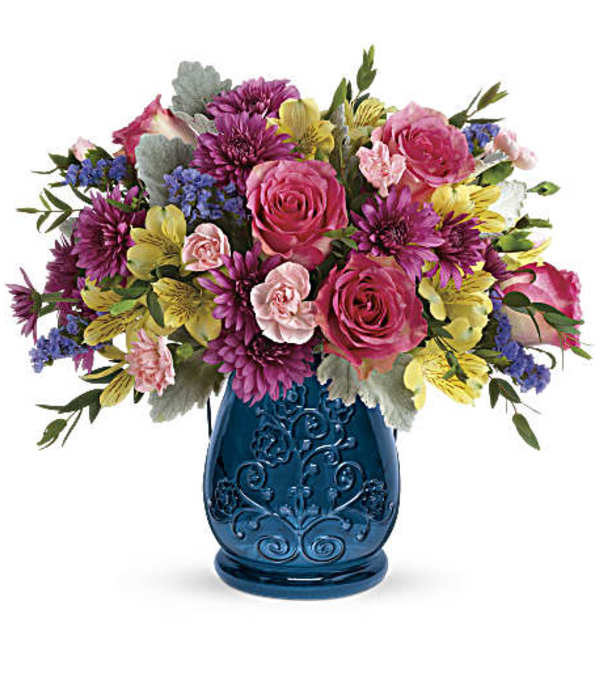 Teleflora's Burst Of Blue Bouquet