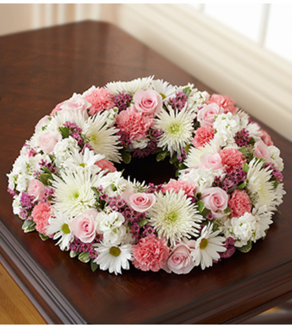 Cremation Wreath - Pink and White