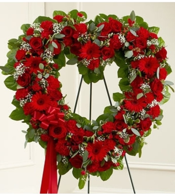 Always Remember Red Floral Heart Tribute