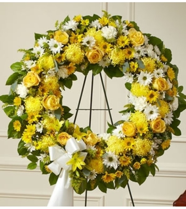 Yellow and White Standing Wreath
