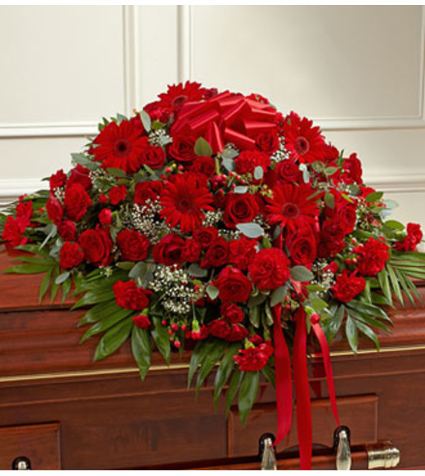 Cherished Memories Half Casket Cover - Red