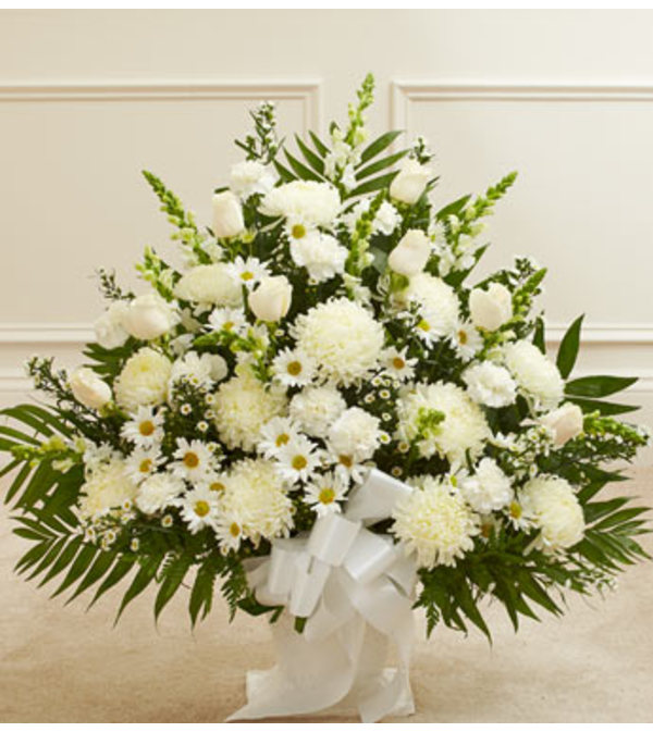 White Mache Sympathy Basket
