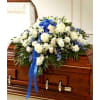 Blue and white Casket Spray deluxe