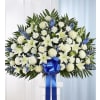 Blue & White Funeral Standing Basket premium