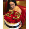 Red & Gold Birthday Box Roses deluxe