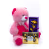 Golden Rose with Teddy Bear and Chocolates premium