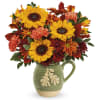 Autumn Acorn Pitcher (Teleflora) - Deluxe. An arrangement by North Liberty Flower Shop.