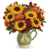 Autumn Acorn Pitcher by Teleflora - Premium. An arrangement by Sueppel's Flowers.