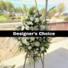 Designer's Choice - White Standing Spray - Standard. An arrangement by Ricky's Flowers and More.