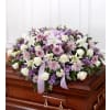 Garden Casket Spray Lavender and White deluxe