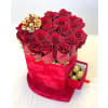 Velvety Heart Shaped Box with Roses premium