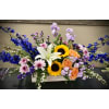 Rustic Wooden Box filled with Assorted Mixed Flowers premium