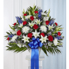 Standing Basket - Red, white and Blue - Premium. An arrangement by Garden Florist.