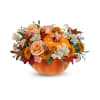 Bouquet in Pumpkin Vase - Standard. An arrangement by Flowers and Beyond.