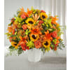 Harvest Thoughts Floor Basket - Deluxe. An arrangement by North Liberty Flower Shop.