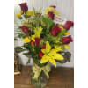 Scarlet and Gold Harmony - Standard. An arrangement by The Flower Box Florist.
