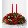 Joyous Holiday Centerpiece - Standard. An arrangement by Very's Flowers.