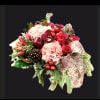 Blush and Burgundy Bliss Centrepiece - Standard. An arrangement by Hillcrest Florist.