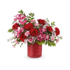 Teleflora's Be Dazzled Bouquet in sparkling red cylinder - Deluxe. An arrangement by Nicol Florist.