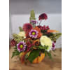 Fall pumpkin keepsake - Deluxe. An arrangement by Aylmer Flowers and Gifts.