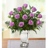 Premium Purple Roses in Silver Vase standard