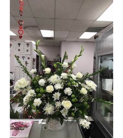 White funeral basket White funeral basket