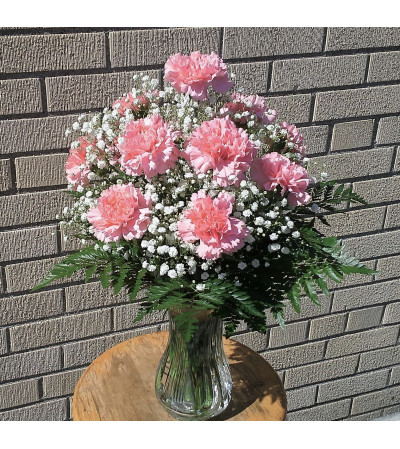 Classic Dozen Carnation Vase - Available In Other Colors Classic Dozen Carnation Vase - Available In Other Colors