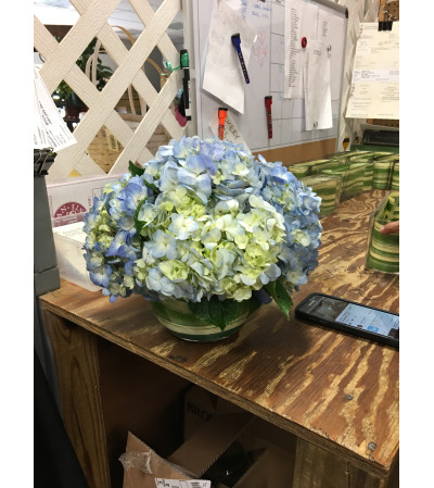Blue Hydrangea Centerpiece Blue Hydrangea Centerpiece
