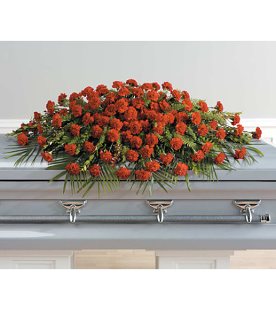 Full Couch Red Carnation Casket Spray Full Couch Red Carnation Casket Spray
