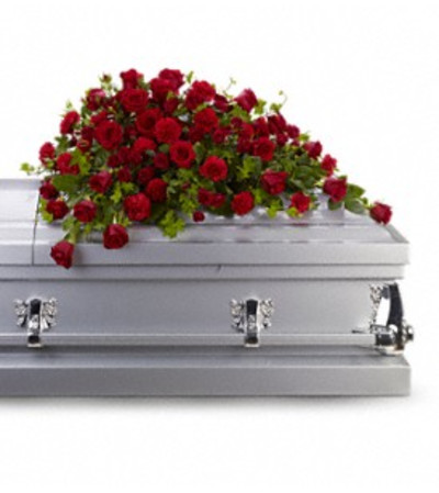 Red Rose Reverence Casket Spray - by Jennifer's Flowers Red Rose Reverence Casket Spray - by Jennifer's Flowers
