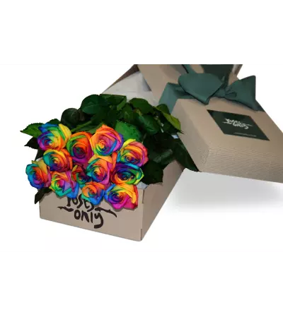 One dozen Rainbow Roses One dozen Rainbow Roses