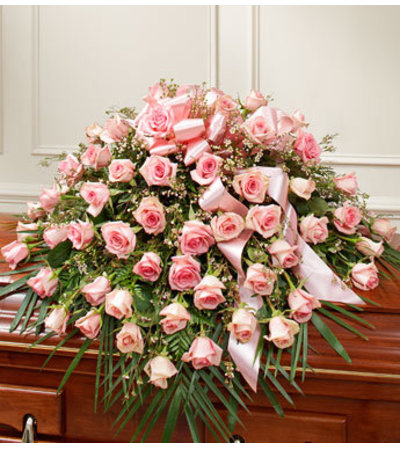 Half Casket Cover Pink Rose Half Casket Cover Pink Rose