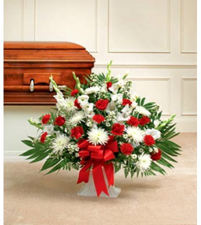 Red and White Sympathy Basket Red and White Sympathy Basket