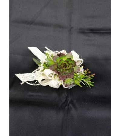 Burlap & Succulents Corsage Burlap & Succulents Corsage