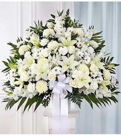 Heartfelt Sympathie Standing Basket- White Heartfelt Sympathie Standing Basket- White