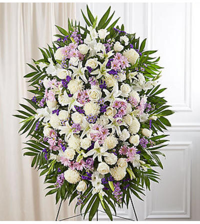 Standing Spray Lavender & White Sympathy Standing Spray Lavender & White Sympathy