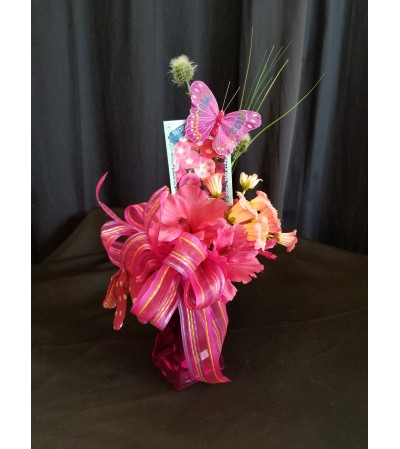 Garden Basket Pink Glove Vase Garden Basket Pink Glove Vase