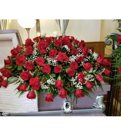 Red roses casket spray Red roses casket spray