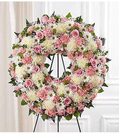 Serene Blessings™ Standing Wreath- Pink & White Serene Blessings™ Standing Wreath- Pink & White