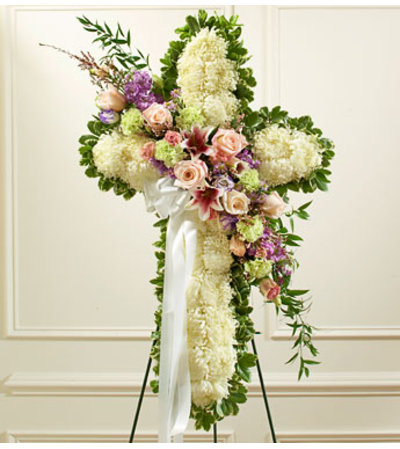 White Cross with Pastel Flowers White Cross with Pastel Flowers