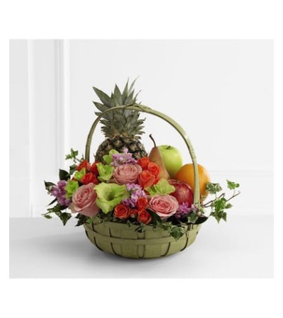 Rest In Peace Fruit & Flowers Basket Rest In Peace Fruit & Flowers Basket