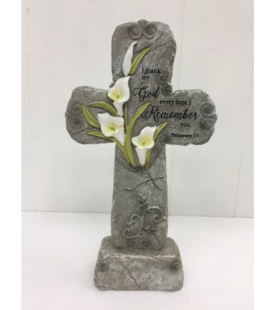 Resin 9.5" Cross "I thank my God" Resin 9.5" Cross "I thank my God"