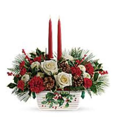 Teleflora Halls of Holly Centerpiece Teleflora Halls of Holly Centerpiece