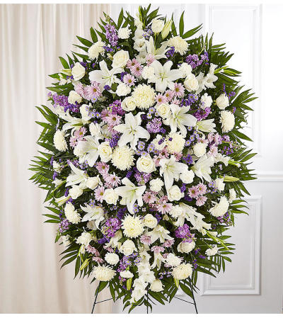Lavender and White Sympathy Standing Spray Lavender and White Sympathy Standing Spray
