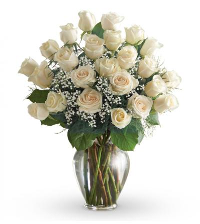 24 WHITE ROSES ARRANGED 24 WHITE ROSES ARRANGED