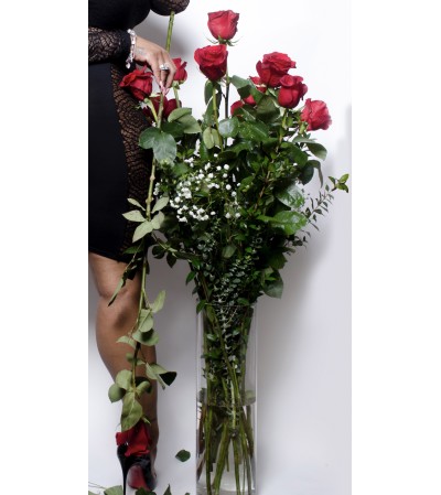 Premium Four Foot Dozen Roses Vased Premium Four Foot Dozen Roses Vased